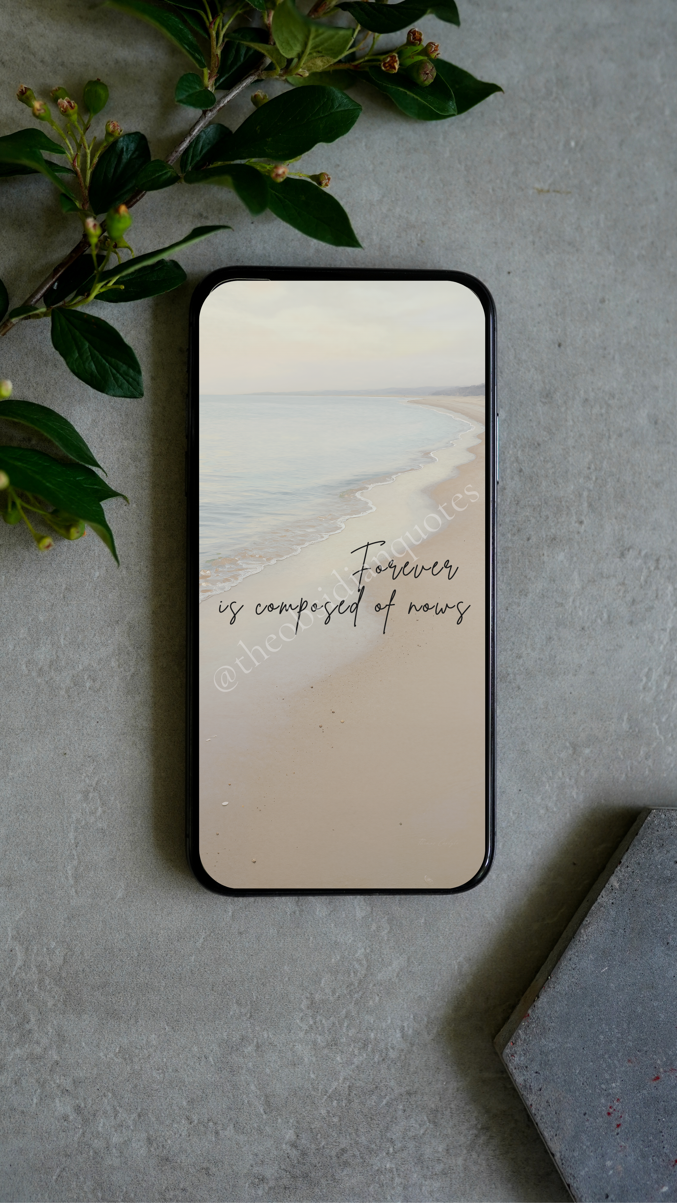 Forever Is Composed of Nows — Calm Shoreline Wallpaper