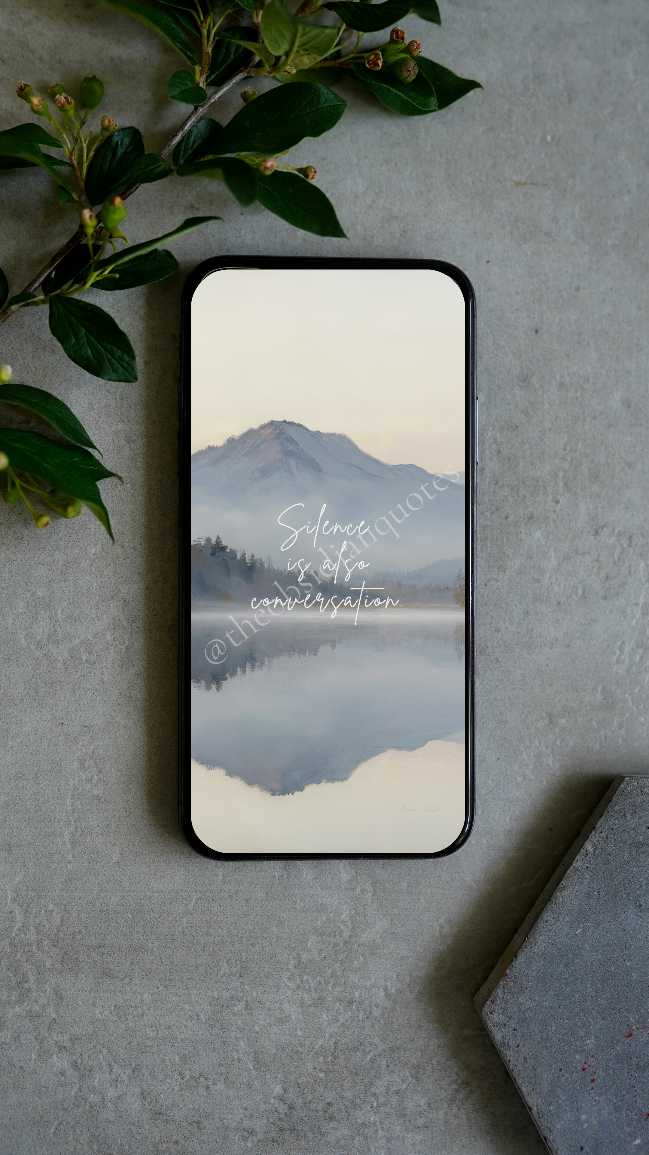 Silent Conversation — Calm Mountain Lake Phone Wallpaper