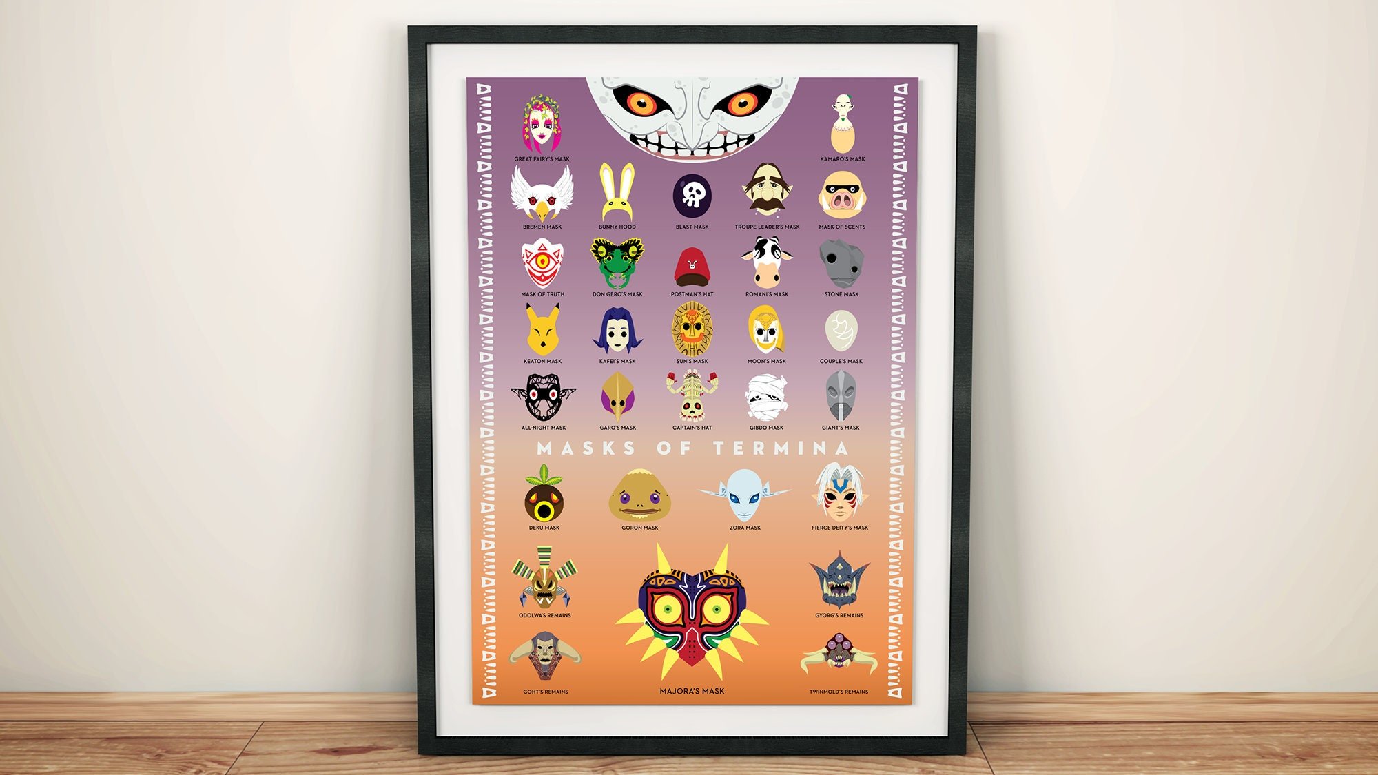 Masks of Termina | Foil-Stamped Poster | 18x24