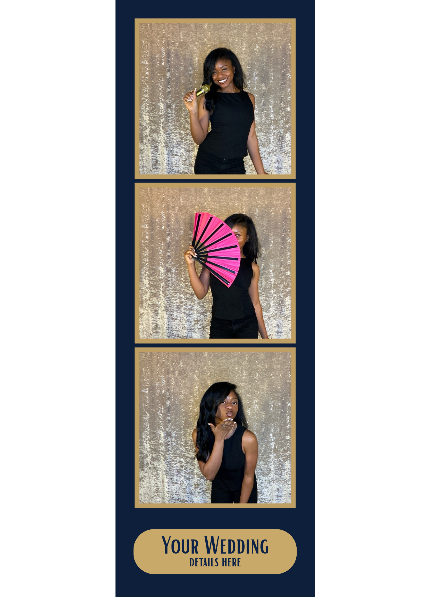 Close-up of 2x6 photo booth print strips from a Nashville wedding, instant prints and guest keepsakes from photo booth rental