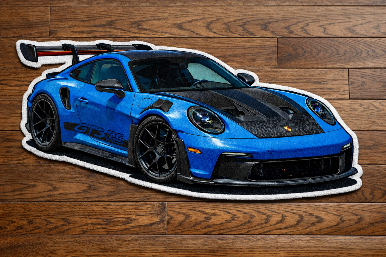 Inspired by the Porsche GT3 RS, a Cashmere rug with anti-slip backing technology.
