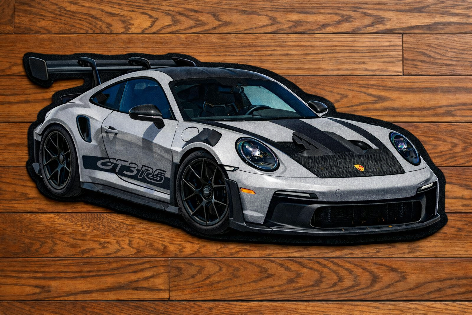 Silver Porsche GT3 RS | Shaped rug