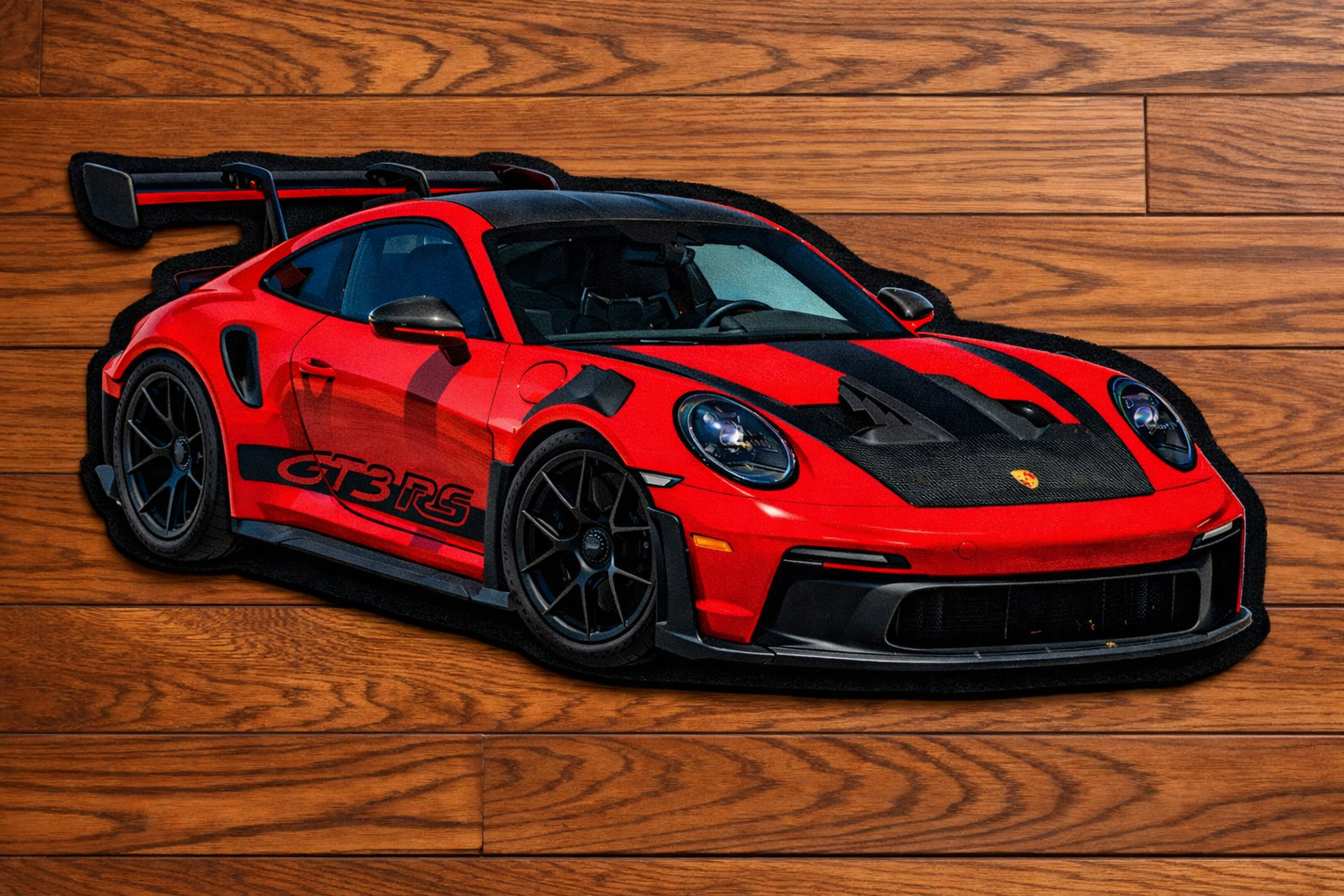 Red Porsche GT3 RS | Shaped rug