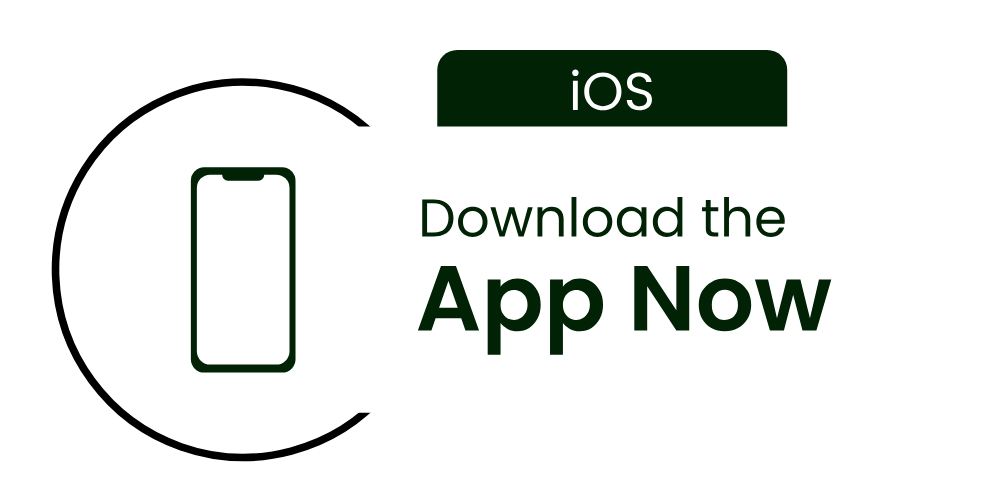 A green and white download button for iOS app with a smartphone icon and the text 'Download the App Now'.
