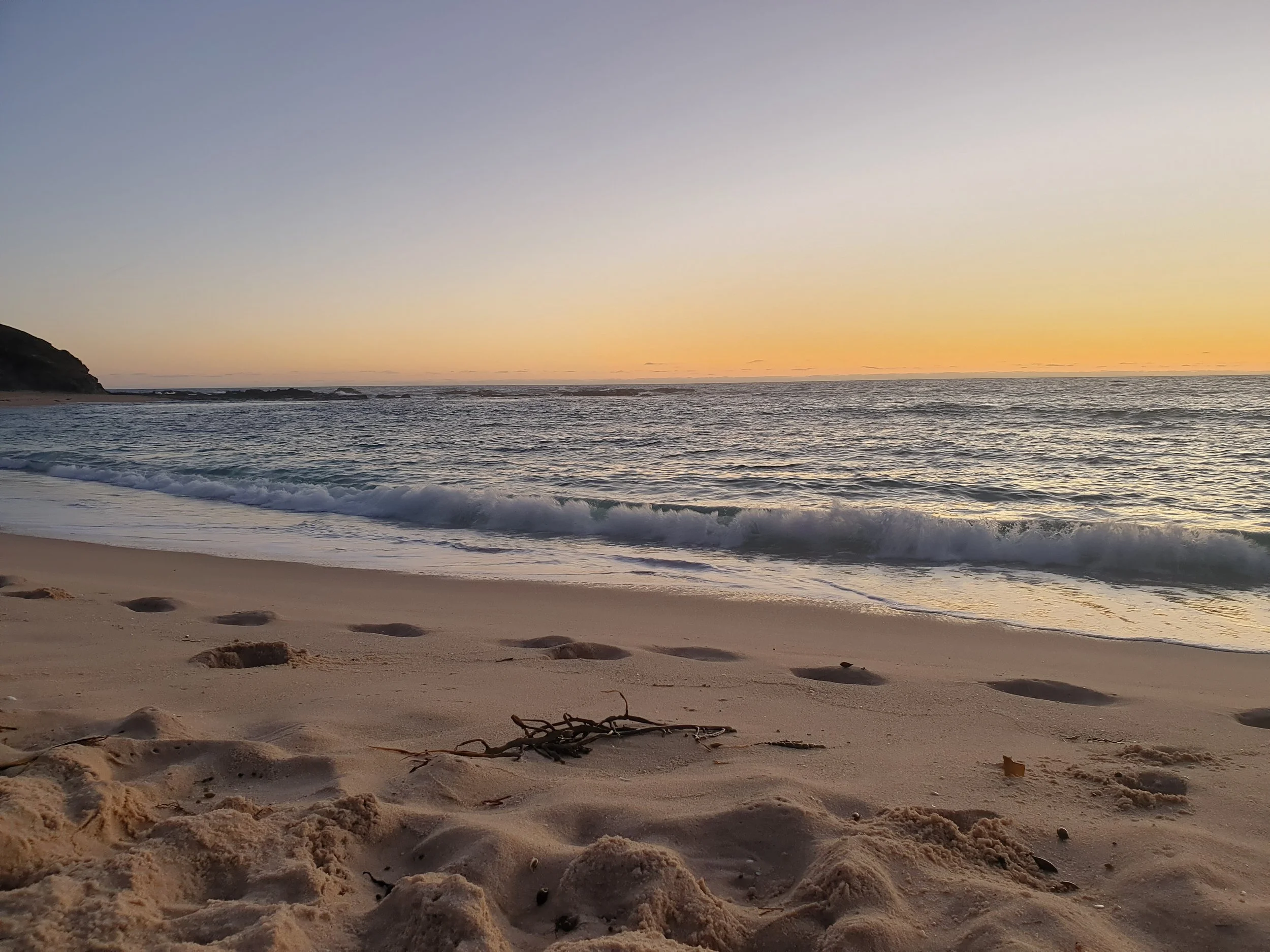 The local beach at sunset