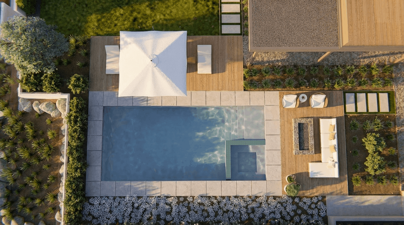 Photo realistic rendering of 607 & 609 N Granados Avenue orthographic view of rear yard