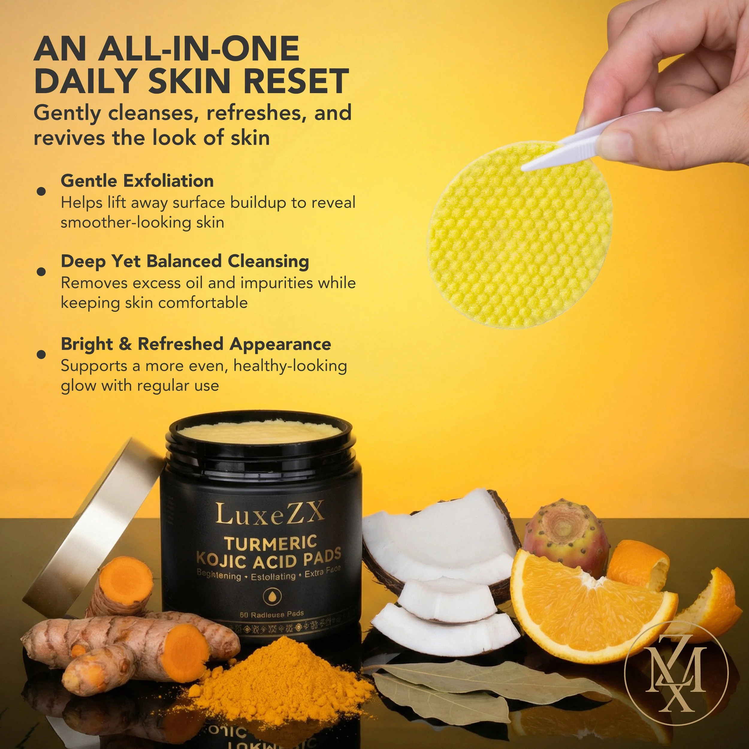 LuxeZX Turmeric cleansing pads daily skin reset skincare treatment