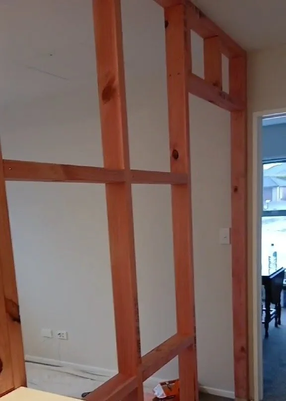 Timber framing for new bedroom doorway.