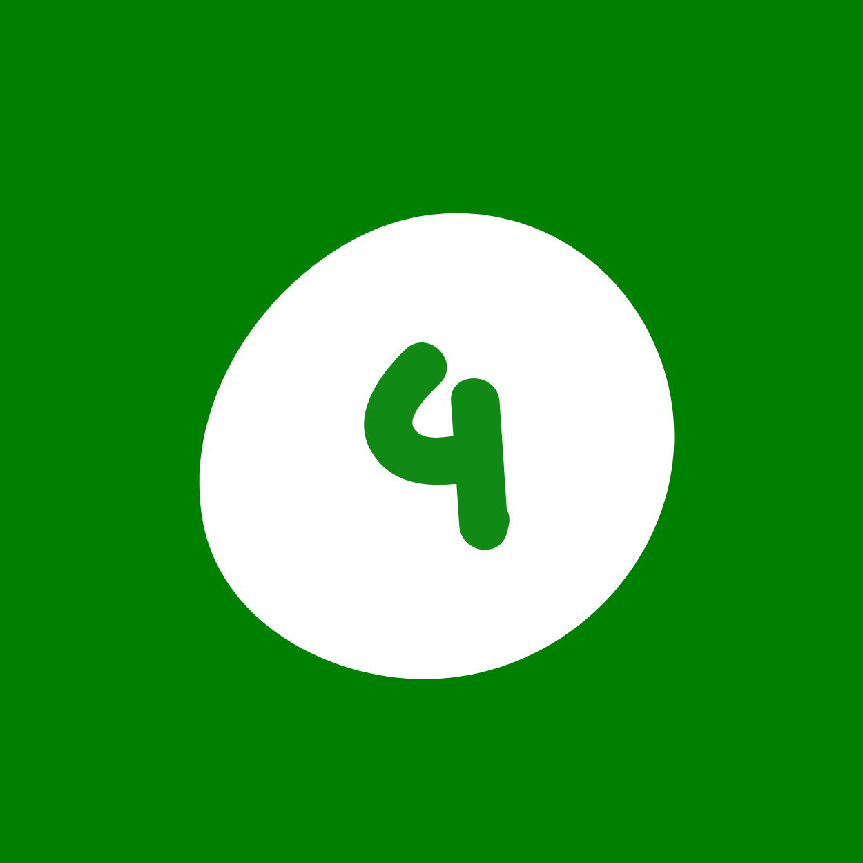 Green background with a white circle containing the number 4 in green.