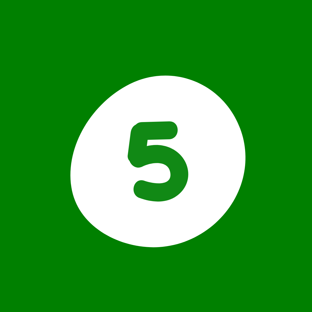 A green background with a white circle in the center containing the number 5 in green, indicating a numbered step or level.