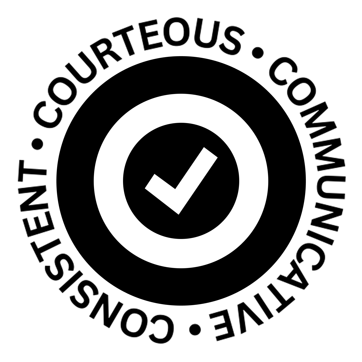 A circular logo with a checkmark in the center, surrounded by the words 'CONSUME. CONTENT. ENTRE ROUS. COURT' and 'COMMWIC'.