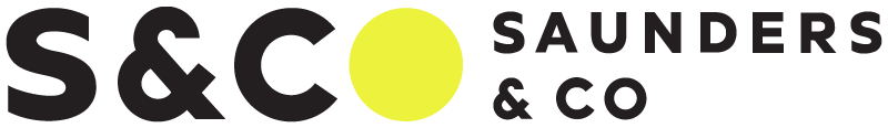 S&C Saunders & Co logo with black text and a yellow circle in place of the 'O' in Saunders.