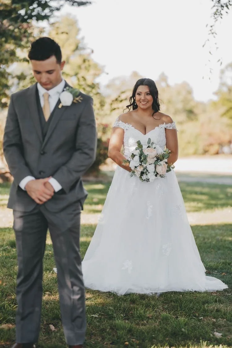 Couples first look, wedding photos, taken by Tomball, Texas Wedding Photographer.