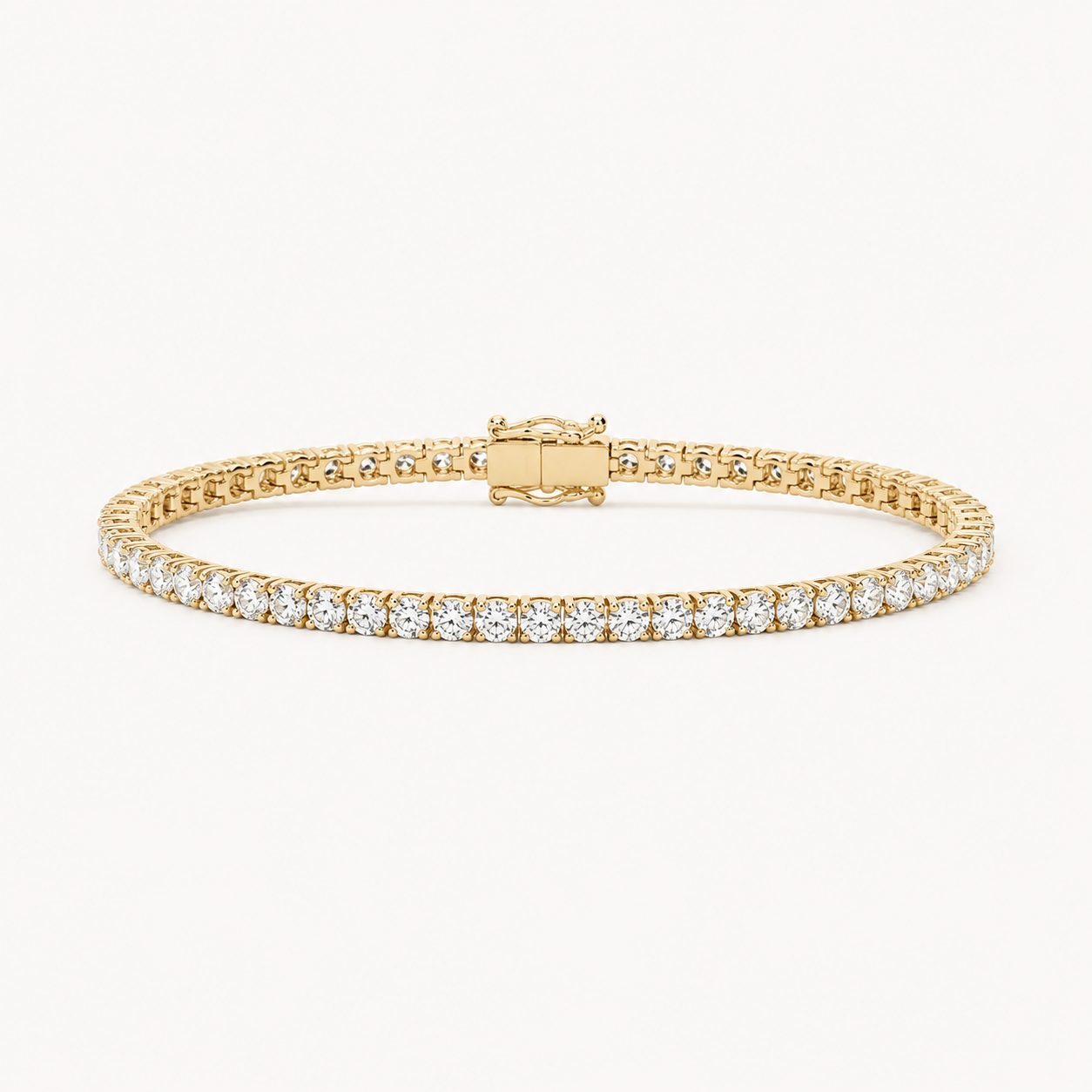 7ct Lab Diamond 14k Yellow Gold Tennis Bracelet