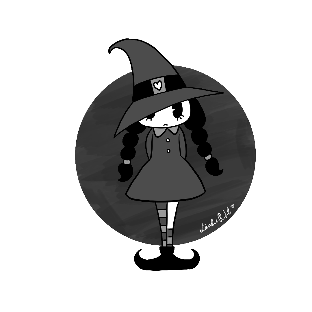Animated GIF of a Witch in Rubber Hose Style.