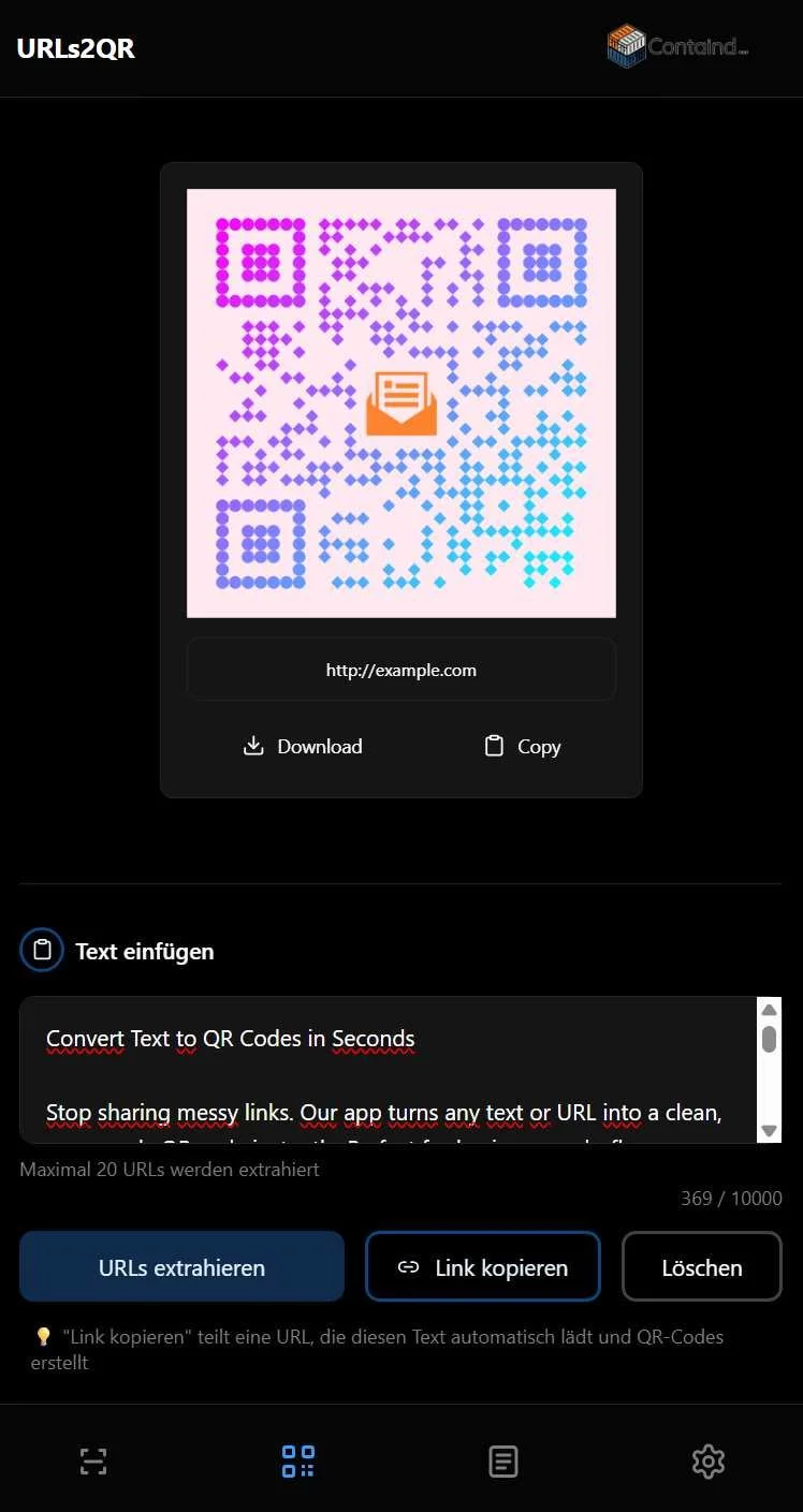 URLs2QR scanner