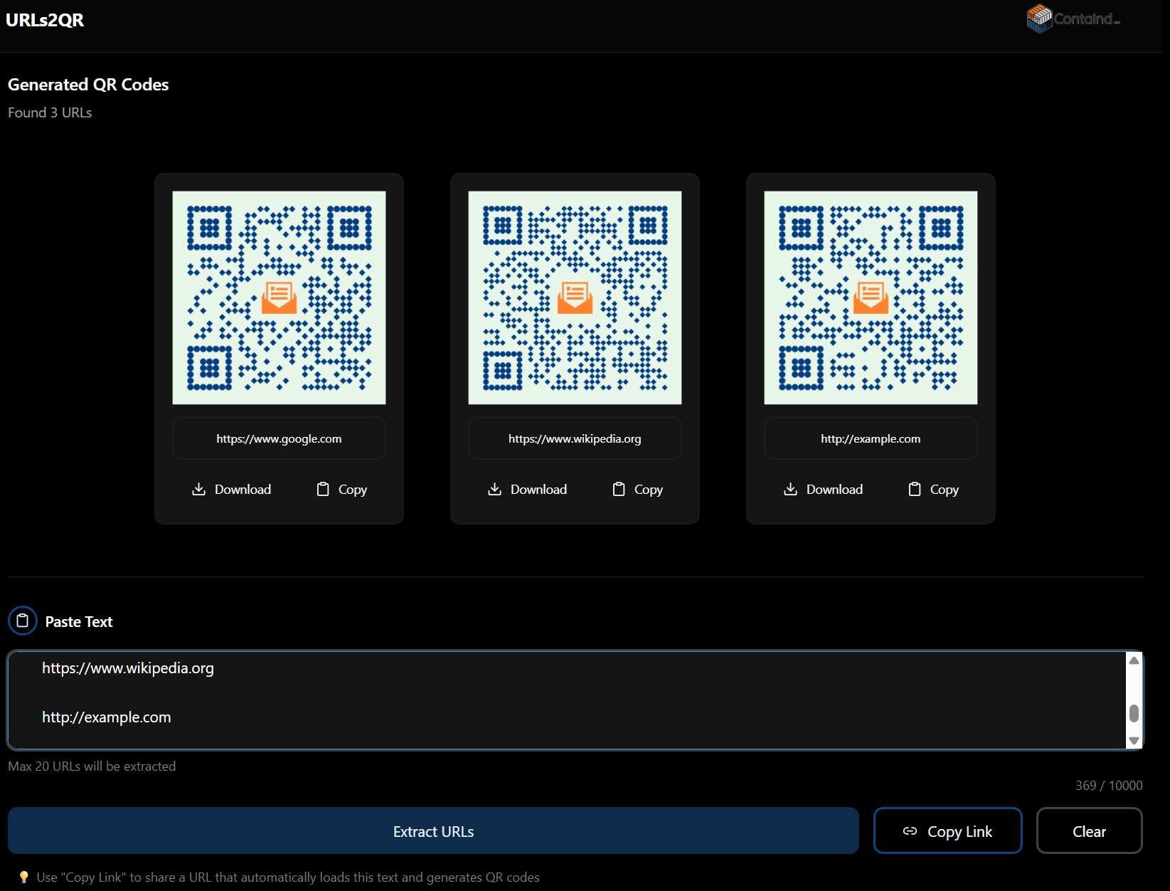 URLs2QR Scanner App
