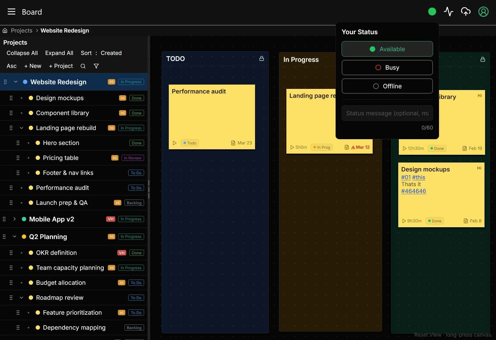 Kanban Containd - Virtual-Post-its/ Kanban style to-do list. Board and List view.