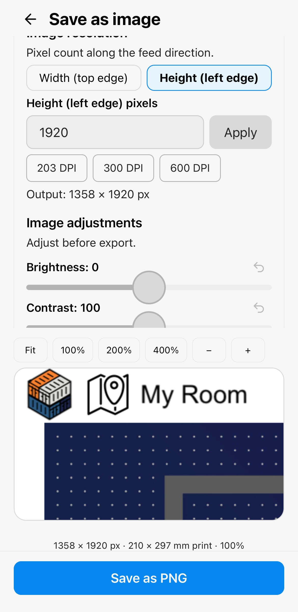 Map in print dialog - export as image or pdf.