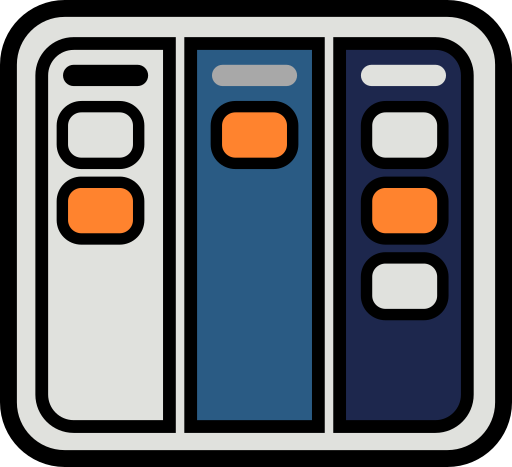 Kanban, Containd App icon. Illustration of three file folders labeled with various colored tabs.