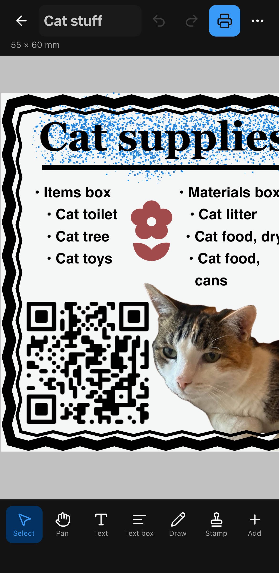 Sticker label with QR