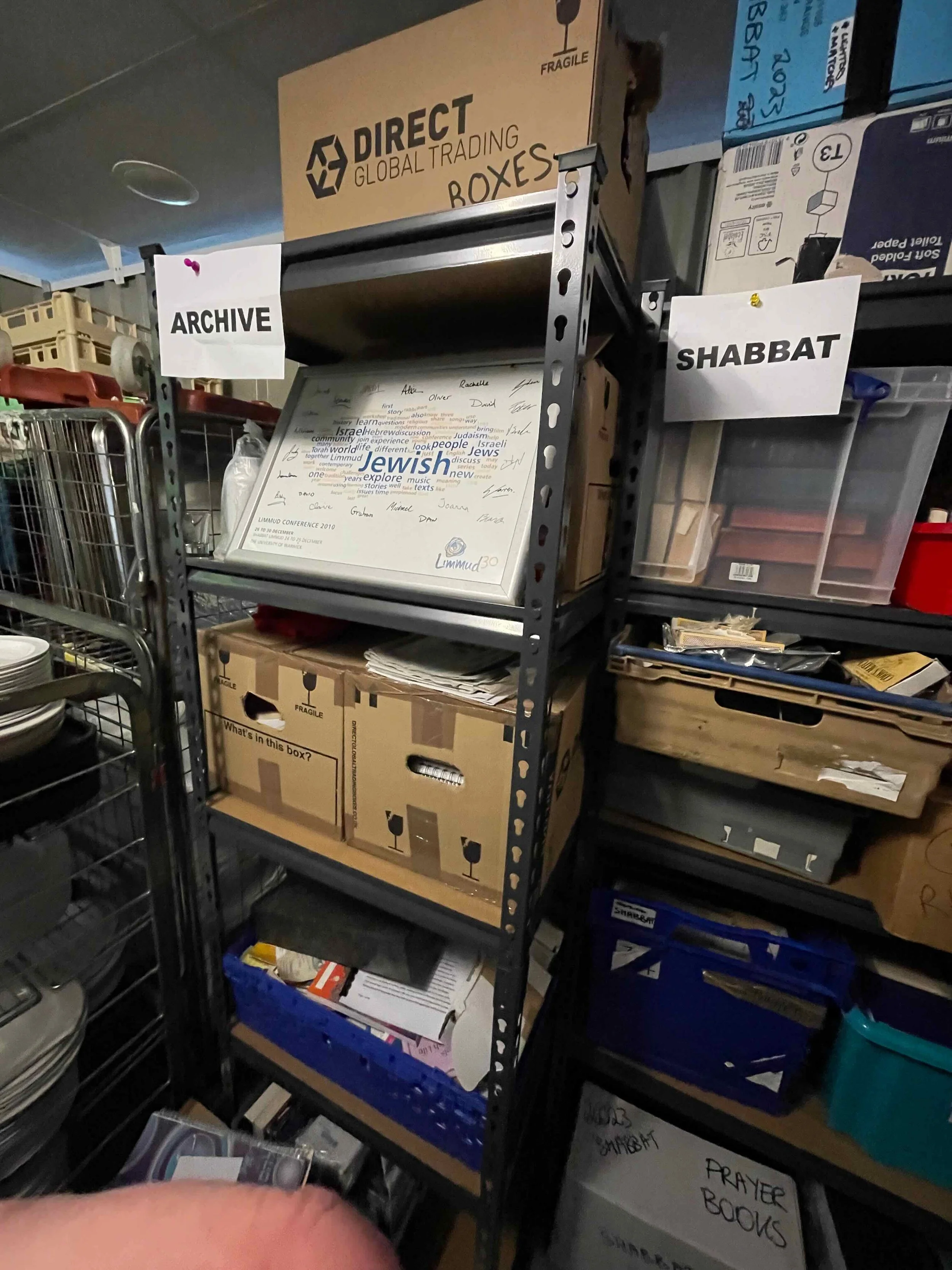 The archive material located in a storage unit, disorganised and unlisted.