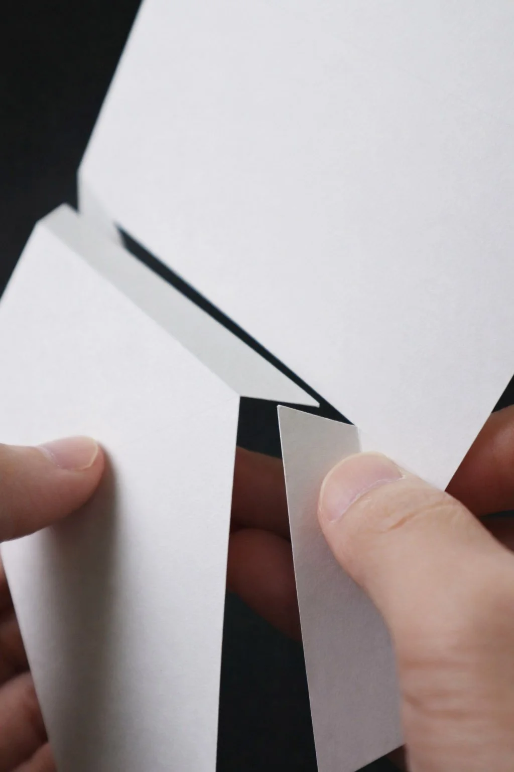 Detail of paper structure connection in Lumisca papercraft sculpture