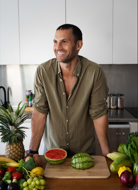 James Armstrong plant-based nutritionist Australia kitchen
