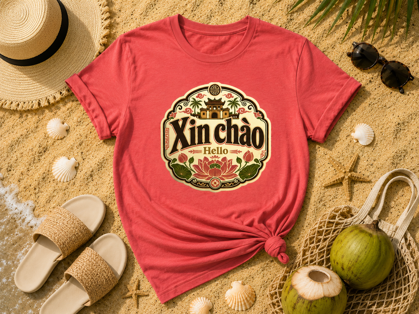 Xin Chào Hello T-Shirt | Vietnamese Welcome Floral Graphic Tee