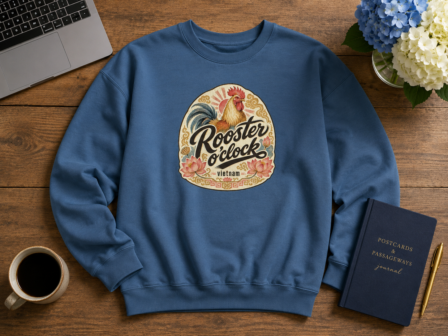 Rooster o'clock Crewneck Sweatshirt | Vintage Rooster Graphic