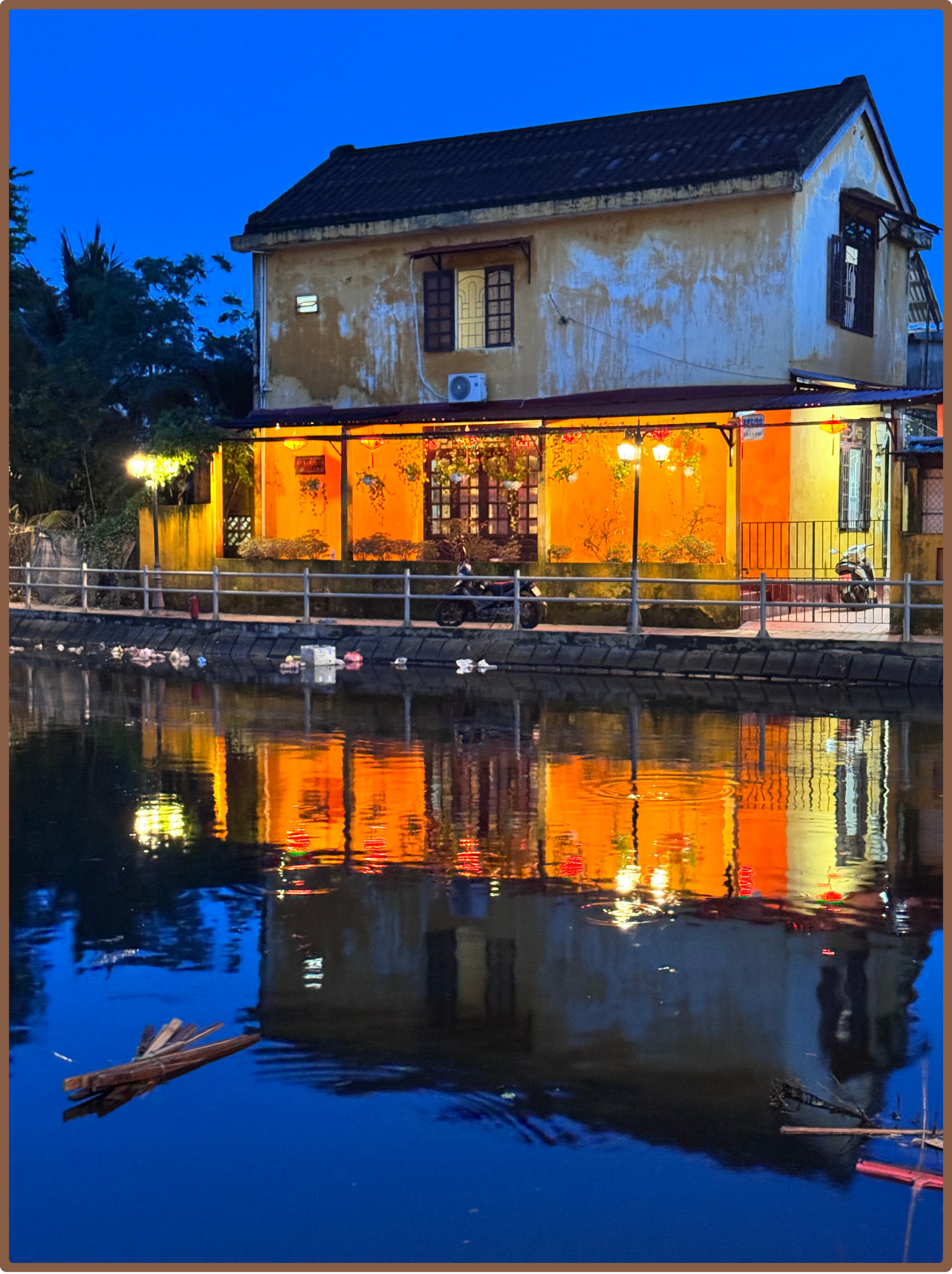 Gold Building on the River in Hoi An, Vietnam