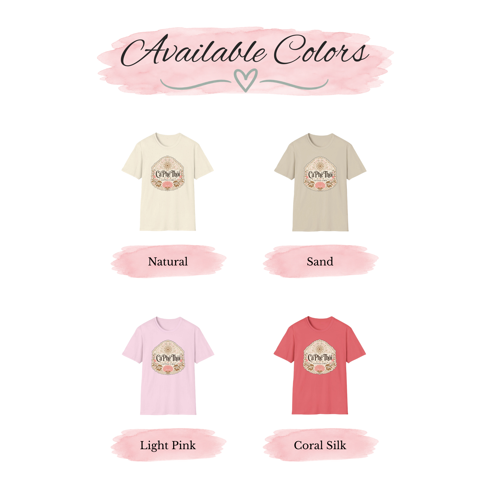 Cà Phê Thôi Coffee Time Tee Color Names Chart