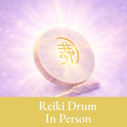 Reiki Drum picture with a Reiki symbol.