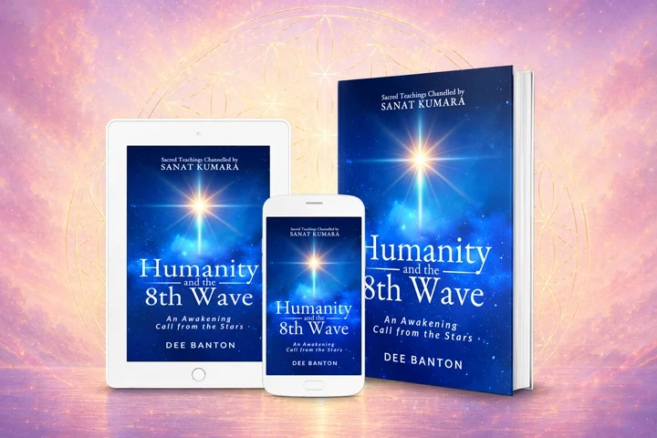 A Picture of a book, phone and ipad, showing the book, Humanity and the 8th Wave