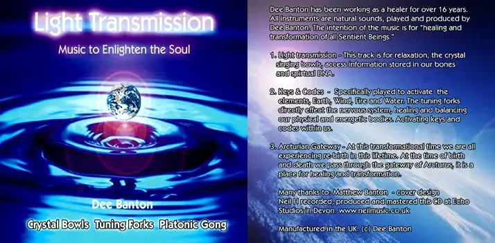 Album Cover for Light transmission a blue background looks like a drop of water with a picture of the earth above it