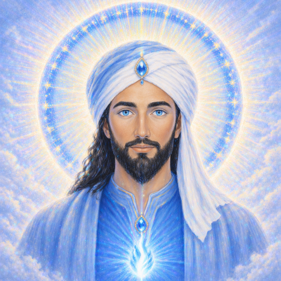 A picture of Ascended Master El Morya, dressed in blue.