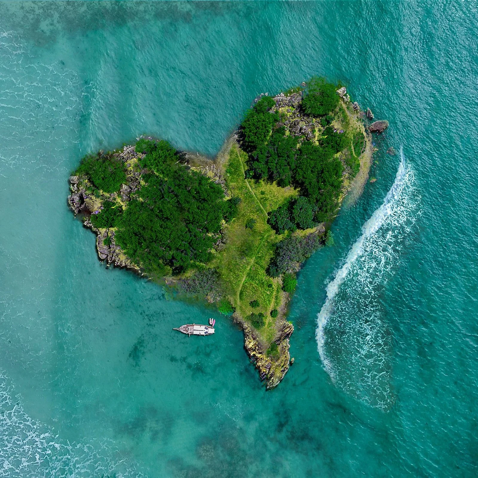 An image of an island, representing the heart and love.
