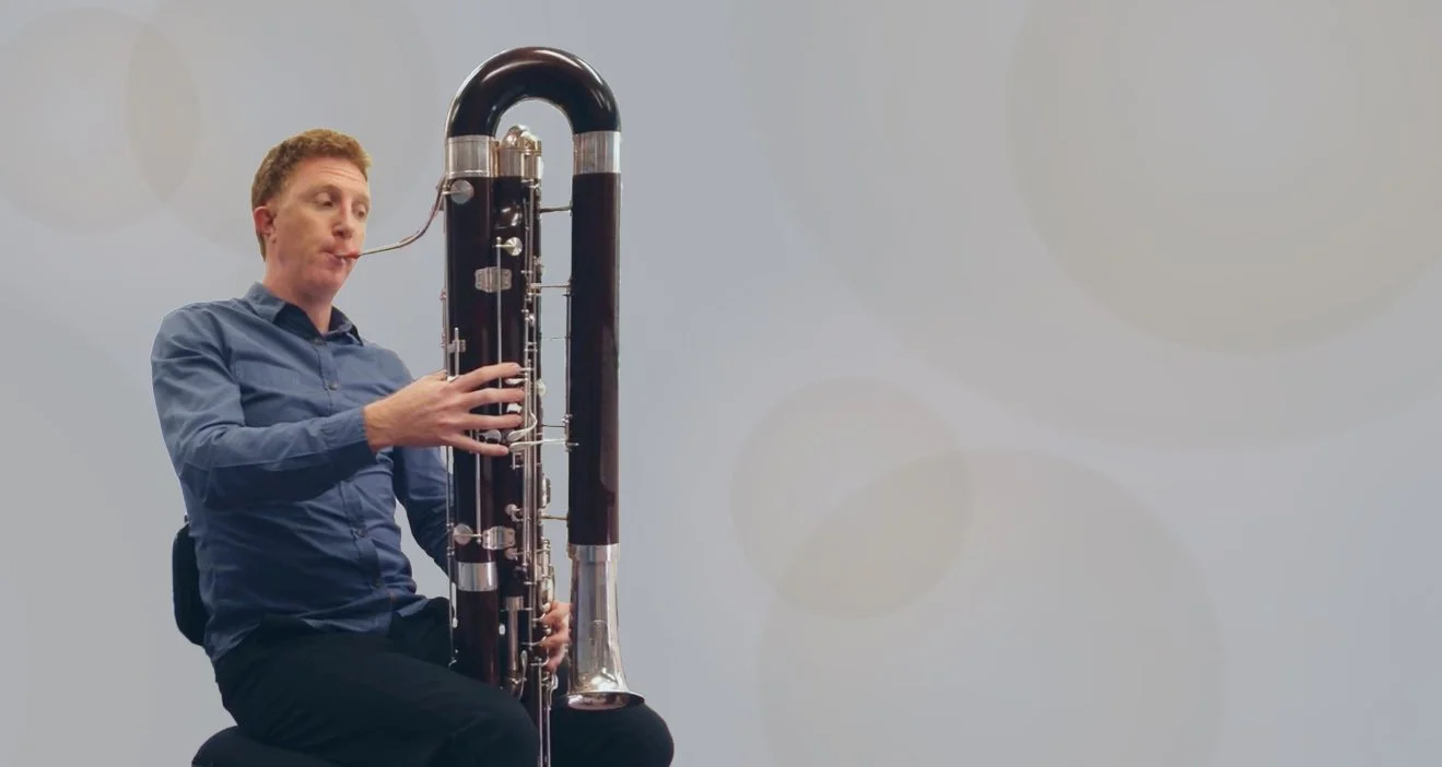 Matthew Angus professional musician plays contrabassoon