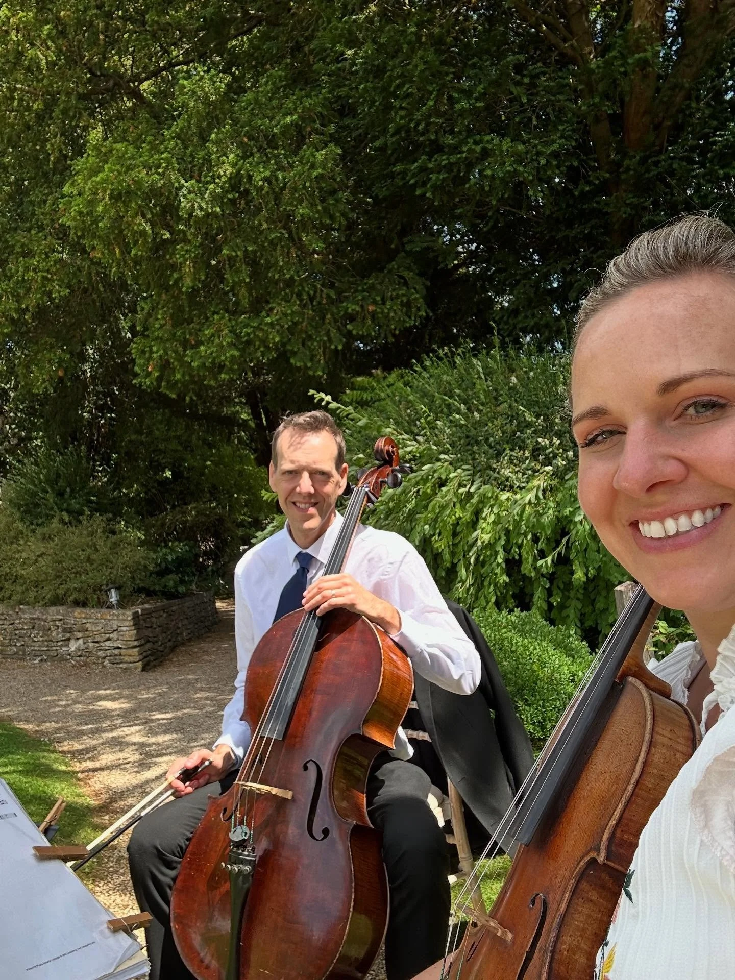 A perfect day for a wedding in the stunning Italian gardens at the Manor House, Castle Combe @themanor_house ☀️💐

We loved playing as the Arcosanti String Duo &mdash; violin and cello setting the scene for a truly magical moment. Beautiful weather, 