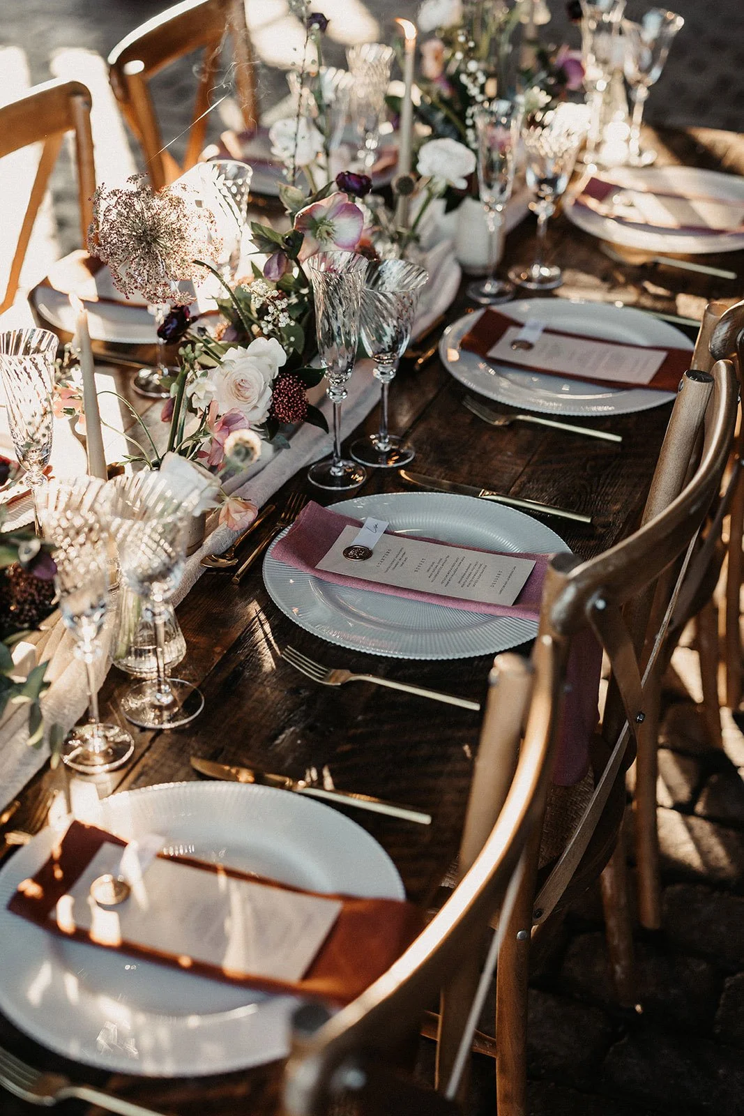 Wedding reception table flowers by Kent florist
