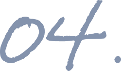 The image shows the handwritten number and period: '04.' in dark blue on a white background.
