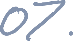 An artistic representation of the number 07 with stylized handwriting and a signature-like flourish.