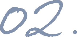 The image shows the number '02' written in a stylized dark blue script font.