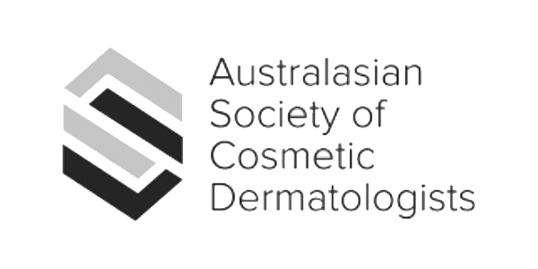 Logo of the Australasian Society of Cosmetic Dermatologists with stylized geometric shapes and text