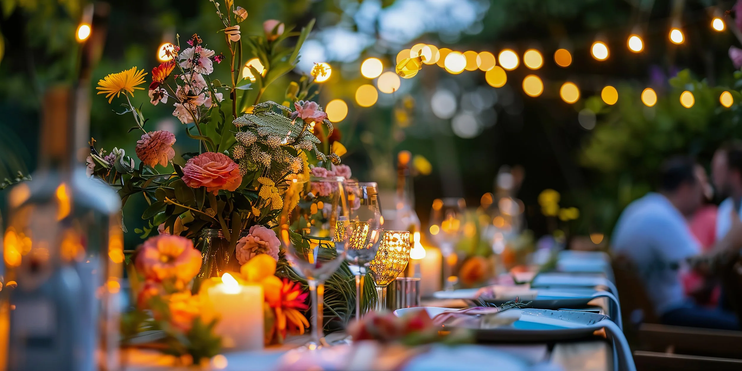 Fresh wedding table decorated and ready for catering food by Soul Bowl -  Nottinghamshire wedding reception catering