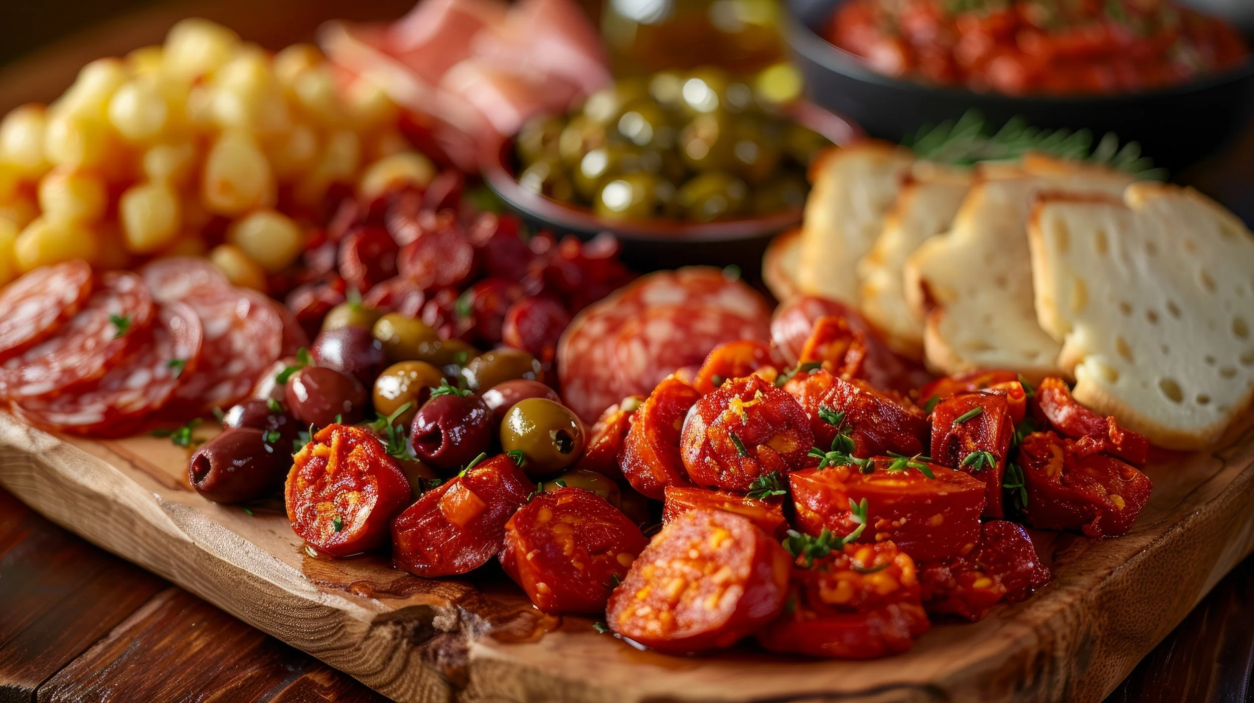 Charcuterie board with sliced meats, cheese, olives, and roasted red peppers. funeral catering platters by soul bowl nottinghamshire poke bowl - catering company