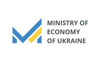 Logo of the Ministry of Economy of Ukraine with stylized blue and yellow checkmark and the text.