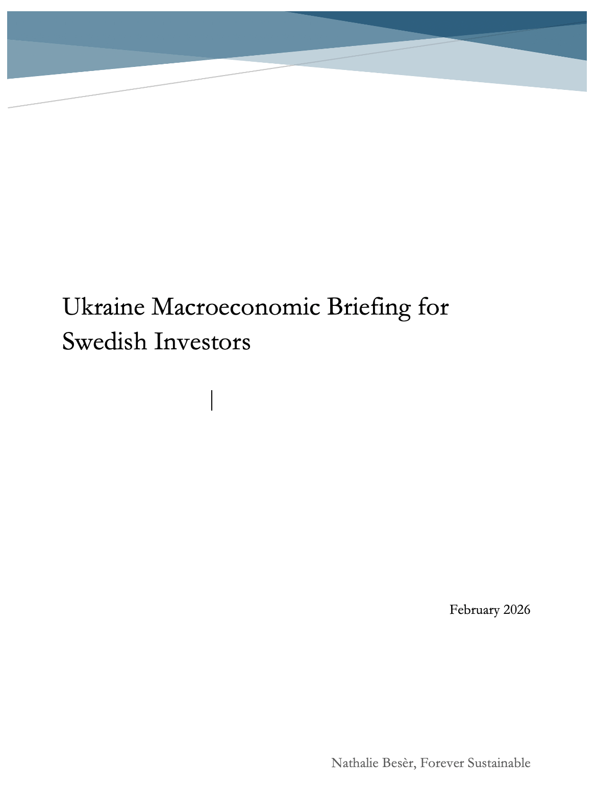 New Briefing: Ukraine’s Economy and the “Structured” Path to Investment
