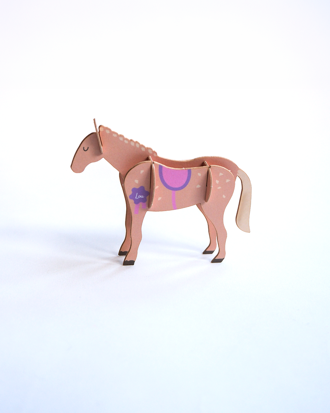 Interactive birth announcement with laser cut horse pieces for baby