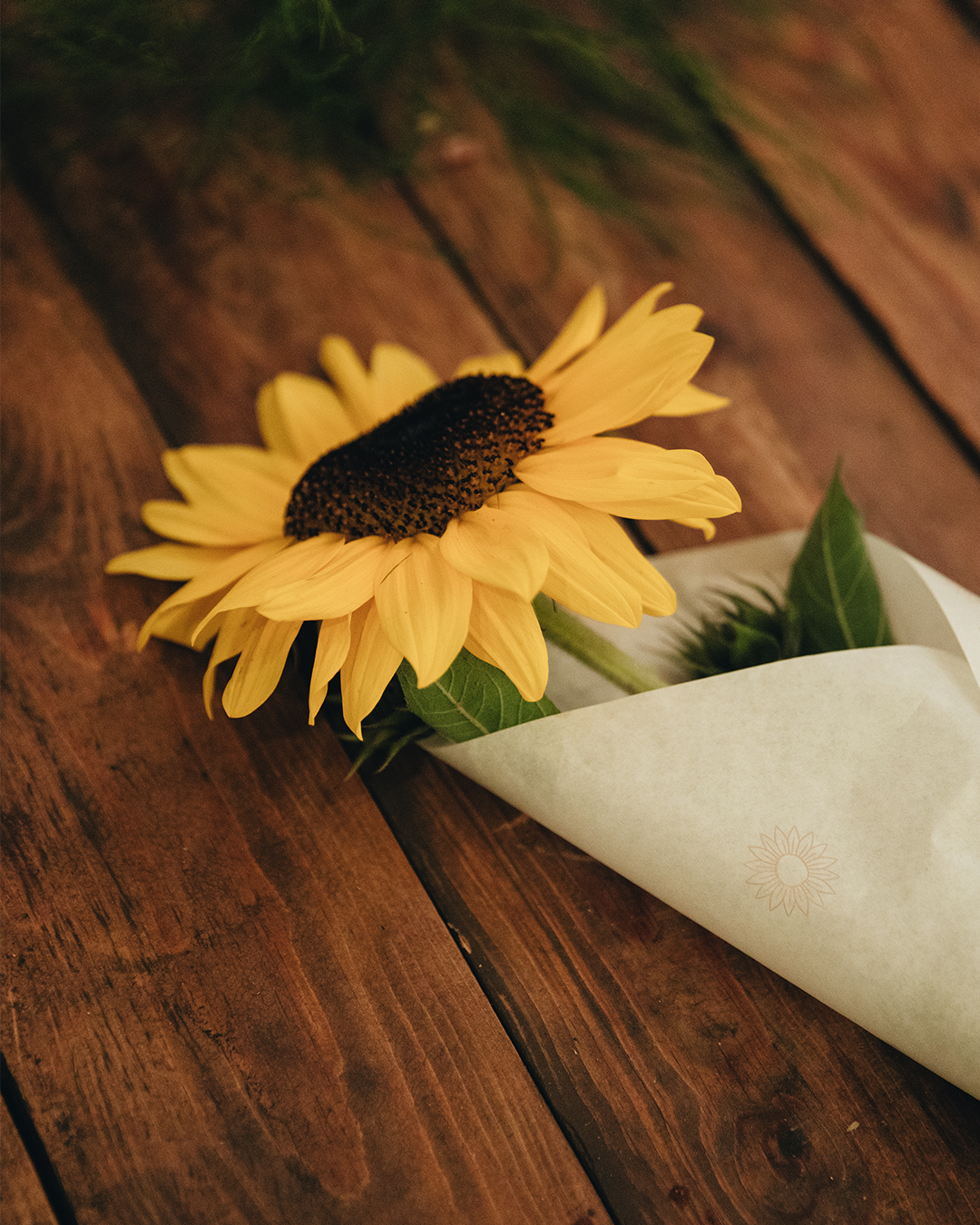 Sunflower field wedding stationery with personalised paper elements and natural styling